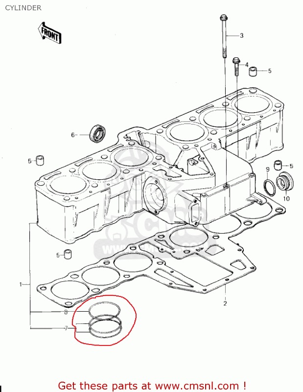 O-Rings between the cylinder block and top crankcase - KZ1300.COMmunity